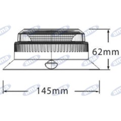 Balise Led base plate h 62mm L 145mm automoteur agricole 12-30V 30 LEDs