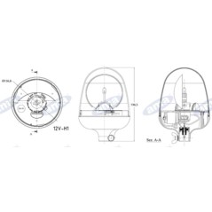 Girofaro serie ONE 24V attacco a imbuto 196,5x146mm macchina agricola semovente | NewgardenAgri.com