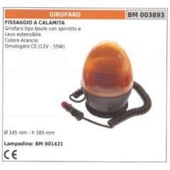 Feu tournant orange avec broche et câble extensible 12V - 55W | NewgardenAgri.com