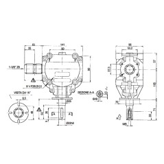 Corner transmission unit with Ø  22 shaft with key for band saw