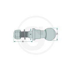 Ball pin 50 mm with threaded coupling tractor third point 20013160 | NewgardenAgri.com