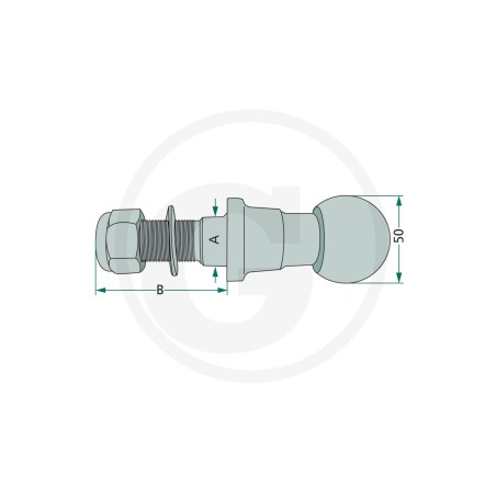 Kugelbolzen 50 mm mit Gewindekupplung Traktor dritter Punkt 20013160