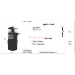 JLO oil filter for walking tractor L197 various engines 1263 | NewgardenAgri.com