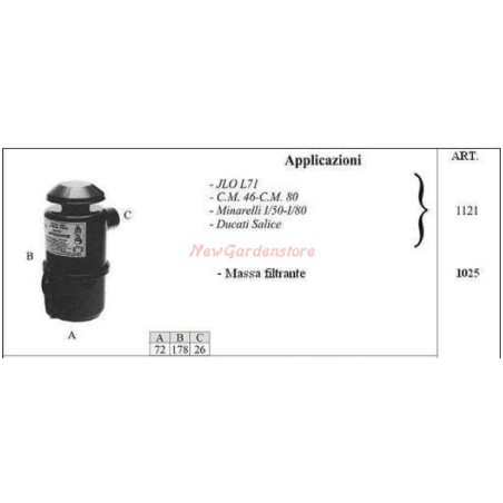 JLO oil filter for walking tractor L71 1121 | NewgardenAgri.com