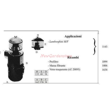 LAMBORGHINI oil filter for walking tractor M/F 1143 | NewgardenAgri.com