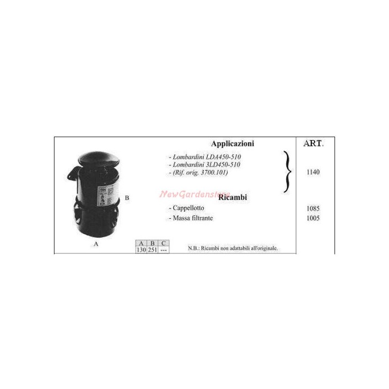 LOMBARDINI oil filter for LDA450 walking tractor 510 1140