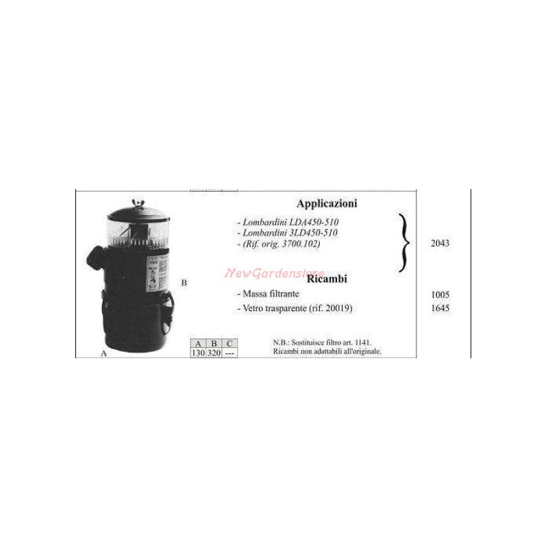 LOMBARDINI oil filter for LDA450 510 2043 walking tractor