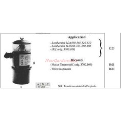 Filtro de aceite LOMBARDINI para motocultor LDA500 503 520 1223 | NewgardenAgri.com