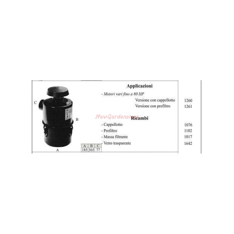 Oil filter for walking tractor engines up to 80 HP 1261