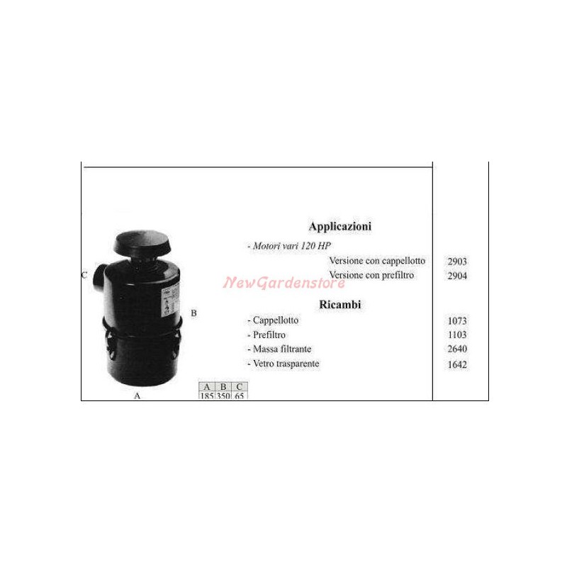 Oil filter for walking tractor various engines 120HP 2904