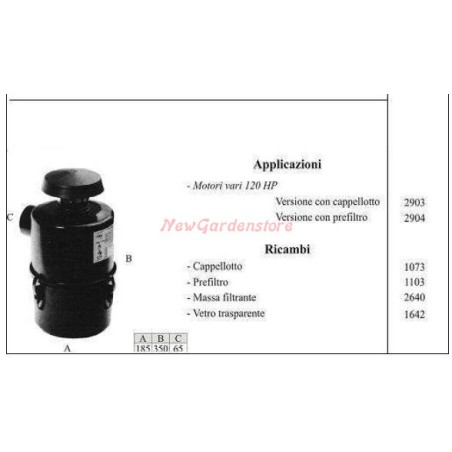 Filtro olio per motocoltivatore motori vari 120HP 2904 | NewgardenAgri.com