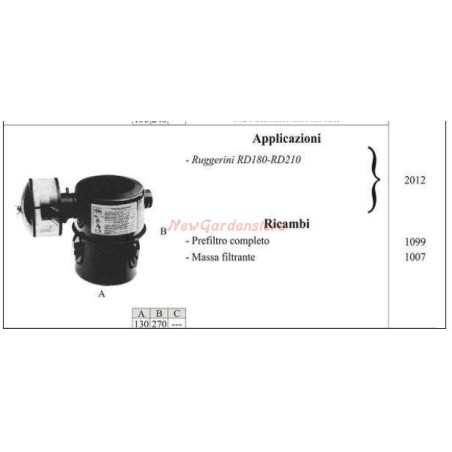 RUGGERINI oil filter for walking tractor RD180 210 2012 | NewgardenAgri.com