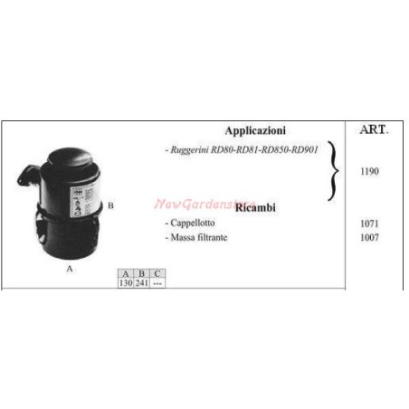 RUGGERINI Ölfilter für Gehtraktor RD80 RD81 RD850 901 1190 | NewgardenAgri.com