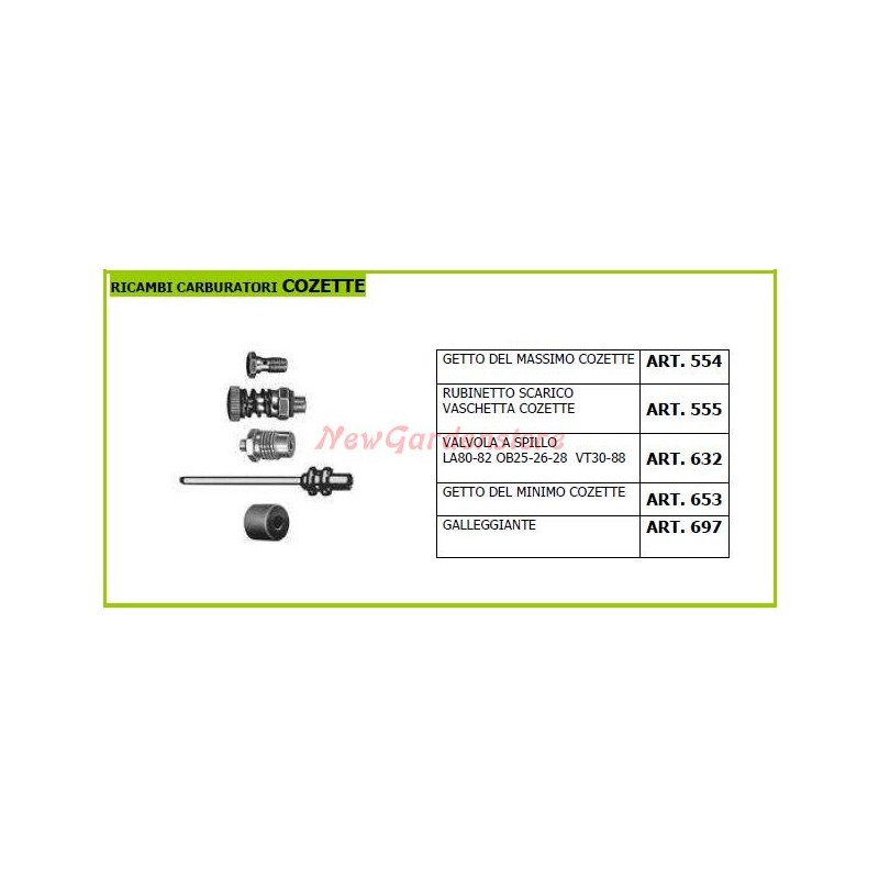 Flotador de carburador NewGardenStore para motocultores 697