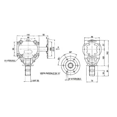 Unidad de transmisión angular con brida de 6 agujeros para esparcidor | NewgardenAgri.com