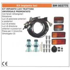 Kit sistema de luces universal para tractor premontado con luces rectangulares 12V 003775 | NewgardenAgri.com