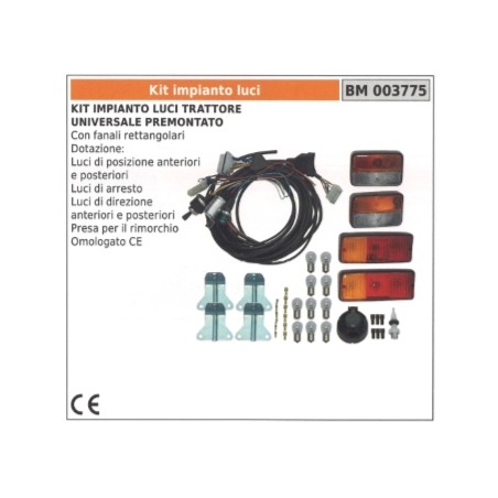 Kit sistema de luces universal para tractor premontado con luces rectangulares 12V 003775 | NewgardenAgri.com