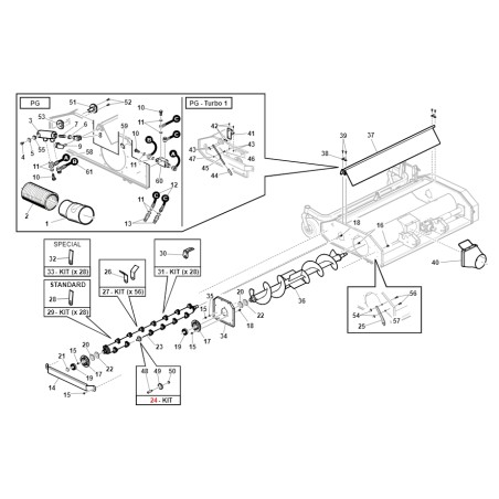 Kit perno con calamita trincia GT PG ORIGINALE GIANNI FERRARI 95599000199 | NewgardenAgri.com