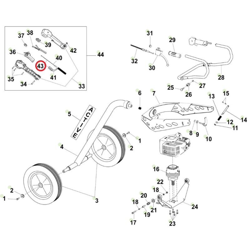 Kit: ORIGINAL ACTIVE tiller t-165 throttle cable and wiring harness 021557