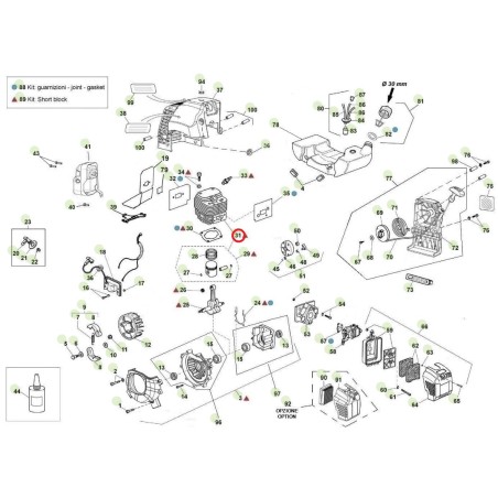 Kit: cilindro pistón ORIGINAL ACTIVE desbrozadora 4,5 sinfín t143 024474 | NewgardenAgri.com