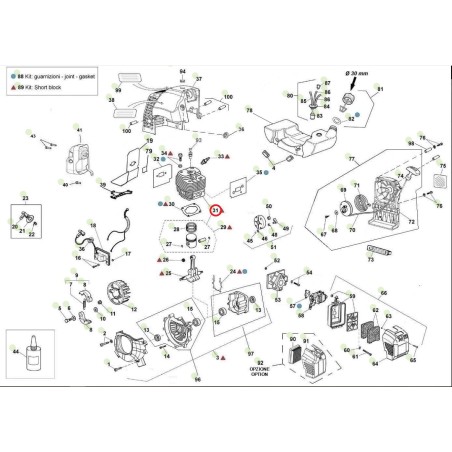 Kit: cylinder piston ORIGINAL ACTIVE brushcutter 5.5 auger tdu155 24475 | NewgardenAgri.com