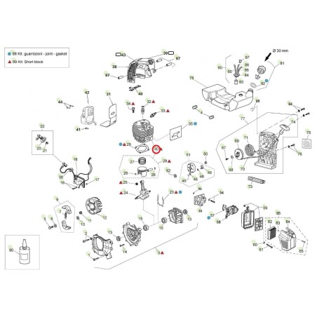 Kit: cylinder piston segments 65 cc ORIGINAL ACTIVE auger t-165 023516 | NewgardenAgri.com