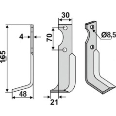 Right-hand tiller blade compatible 350-019 AGRIA NH16548 | NewgardenAgri.com