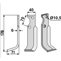 Cuchilla motocultor derecha compatible 350-293 GOLDONI 14191 | NewgardenAgri.com