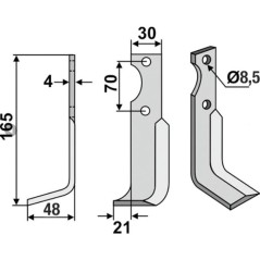 Lame de motoculteur compatible 350-018 AGRIA NH16548