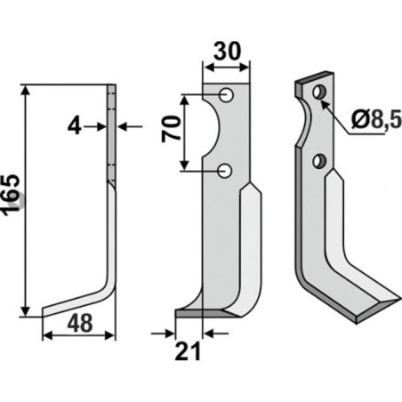 Cuchilla motocultor compatible 350-018 AGRIA NH16548