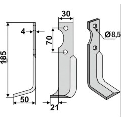 Motor cultivator blade compatible 350-021 AGRIA 1250-254 98 25498 | NewgardenAgri.com