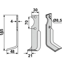 Motor cultivator blade compatible 350-678 AGRIA 1250-271 30 | NewgardenAgri.com