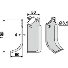 Lama motocoltivatore destra compatibile 350-030 AGRIA 1767 71943