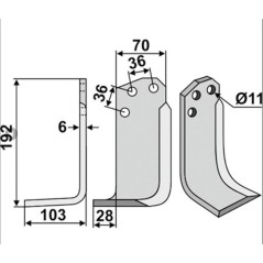 Lame de motoculteur compatible Rx 350-014 AGRIA 6038 | NewgardenAgri.com