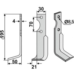 Cuchilla fresadora derecha compatible 350-023 AGRIA 1250-210 99 NH19548