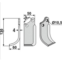 Lame de motoculteur droite compatible 350-028 AGRIA 1667-066-24