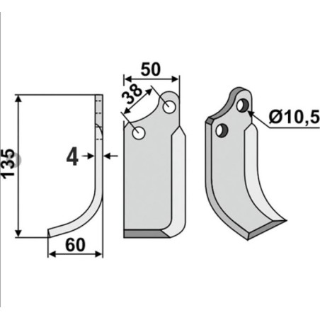 Lama motocoltivatore dx compatibile 350-028 AGRIA 1667-066-24