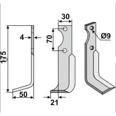 Cuchilla motocultora derecha compatible 350-561 AGRIA 17549 NH17549 | NewgardenAgri.com