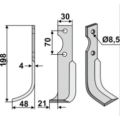 Cuchilla motocultor derecha compatible 350-567 AGRIA 616112 | NewgardenAgri.com