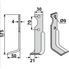 Motor cultivator blade, left-hand compatible 350-560 AGRIA 17548 NH17548 | NewgardenAgri.com