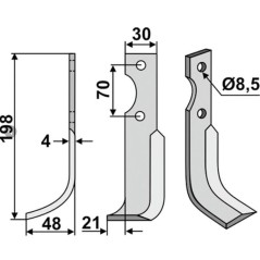 Cultivator blade, left-hand compatible 350-566 AGRIA 616113 | NewgardenAgri.com