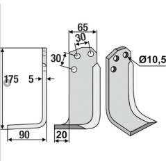 Left-hand motor cultivator blade compatible 350-017 AGRIA 15453 | NewgardenAgri.com