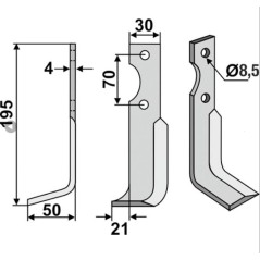 Cuchilla escarificadora izquierda compatible 350-022 AGRIA 1250-210 98 NH19548 | NewgardenAgri.com