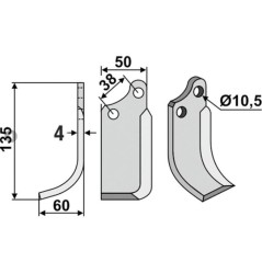 Cuchilla motocultor izquierda compatible 350-027 AGRIA 1667-066-23 | NewgardenAgri.com