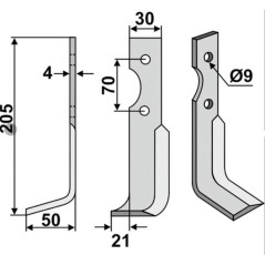 Cuchilla motocultor izquierda compatible 350-564 AGRIA 1250-172 22