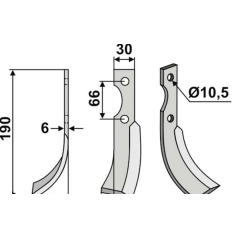 FERRARI 350-111 compatible tiller motor cultivator right hoe blade