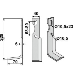 Bodenfräse Hackenblatt 350-673 350-672 UNIVERSAL dx sx 228mm | NewgardenAgri.com