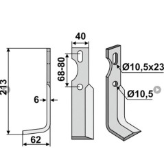 Hackenblatt für Bodenfräse 350-675 350-674 UNIVERSAL rechte Seite 213mm | NewgardenAgri.com