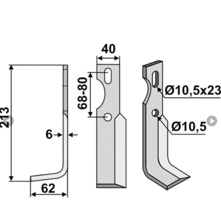 Lama zappa motocoltivatore motozappa 350-675 350-674 UNIVERSALE dx sx 213mm