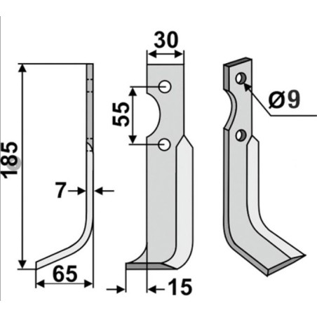 Lama zappa motocoltivatore motozappa compatibile 350-068 CARRARO ANTONIO Sx